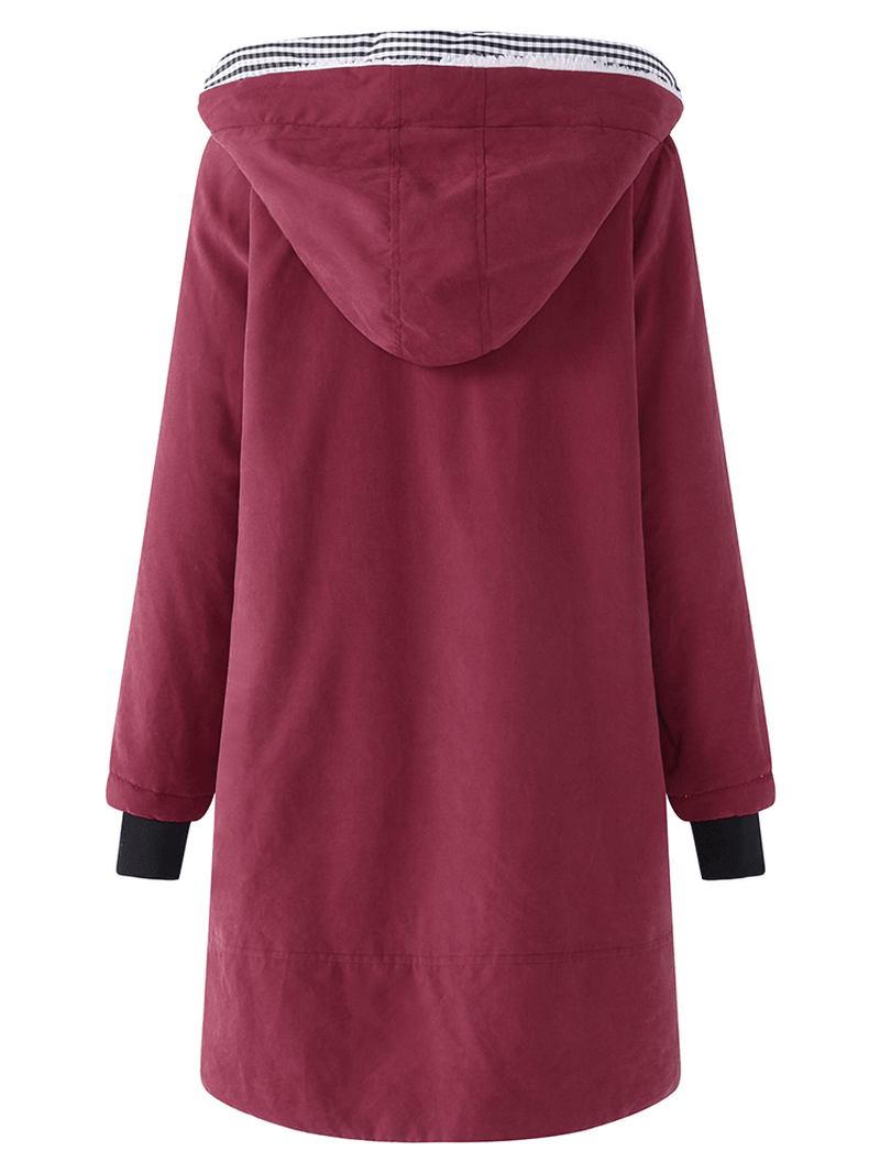 Casual Ren Färg Hooded Pocket Coats