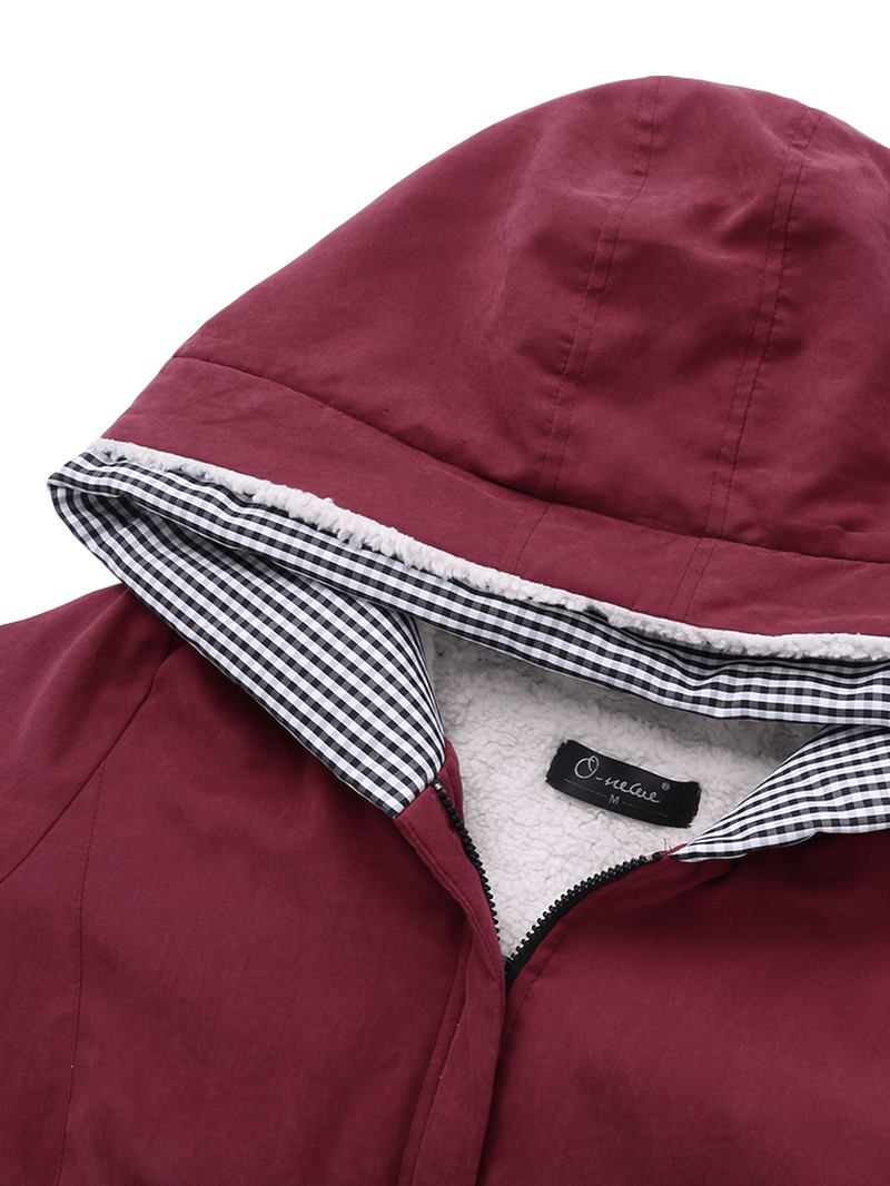 Casual Ren Färg Hooded Pocket Coats