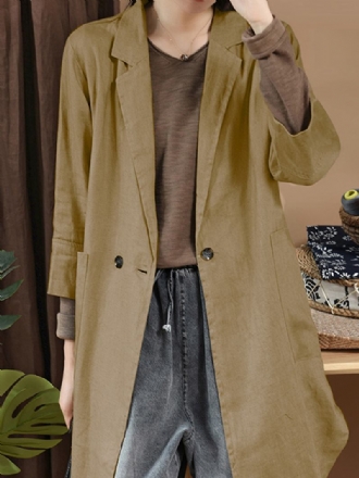 Dam Casual Lös Långärmad Trench Coats I Bomull