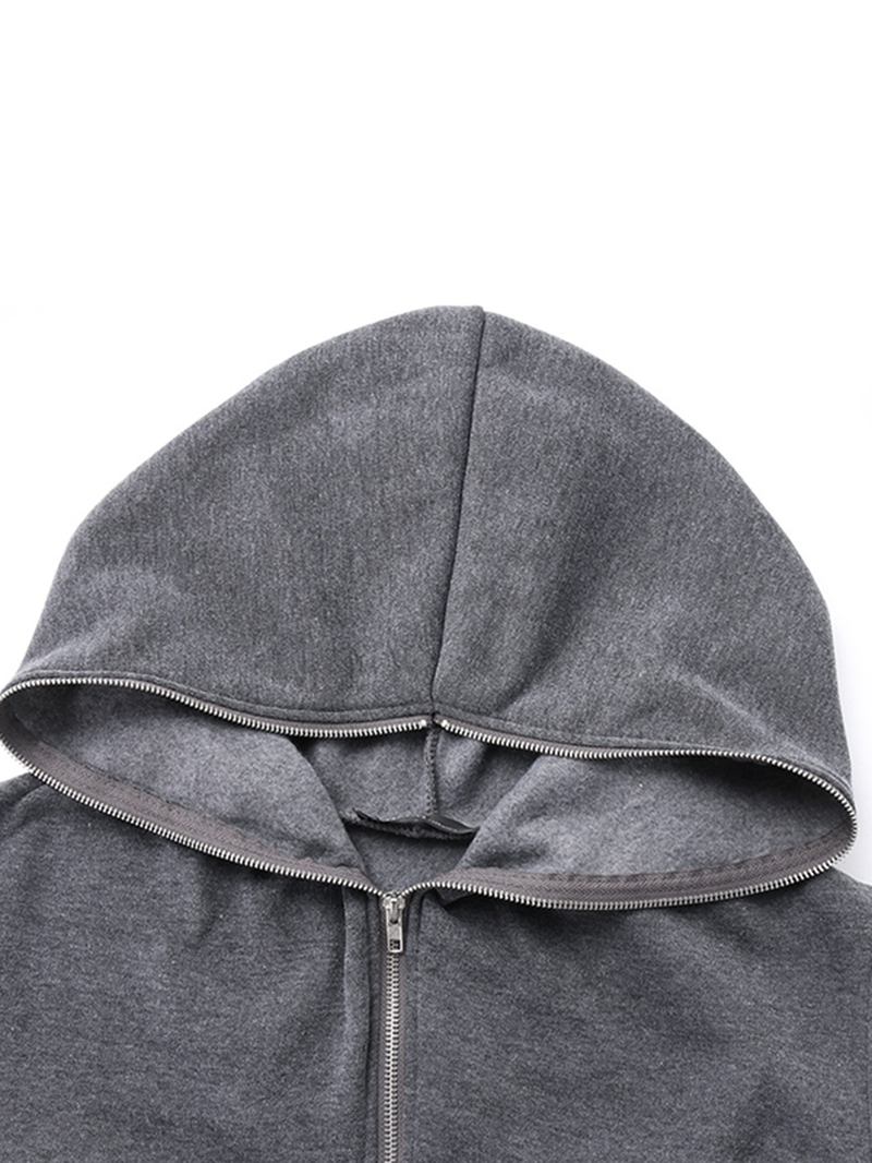 Dam Causal Hoodies Hooded Long Coats Dragkedja Asymmetriska Jackor