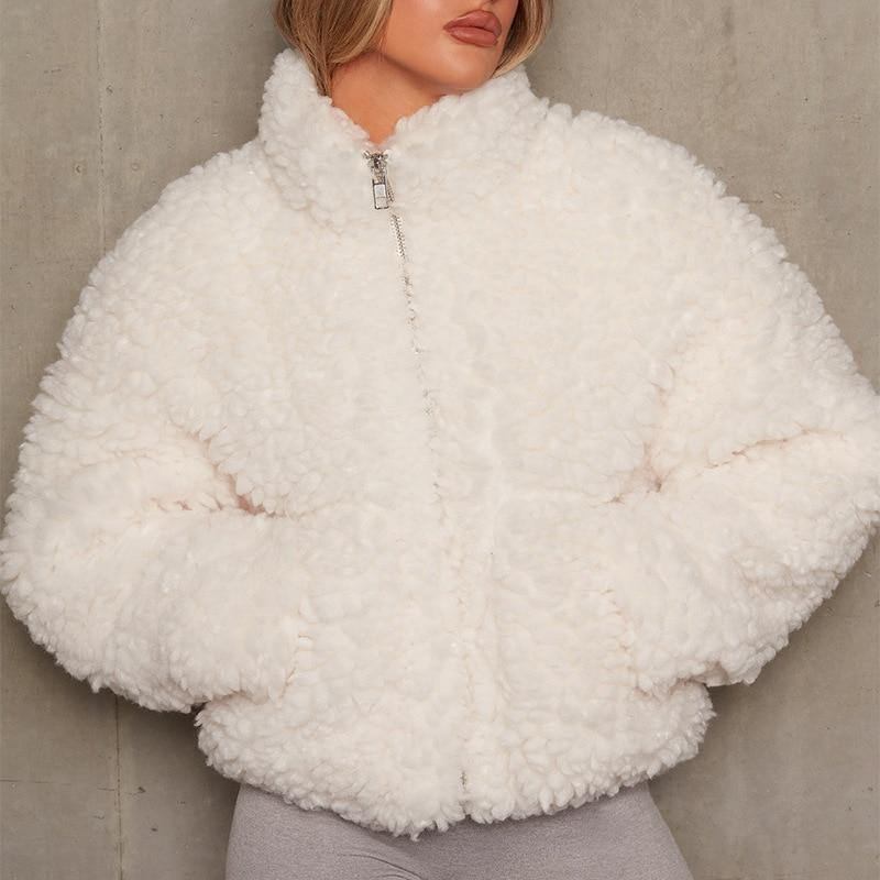 Höst Och Vinter Fluffiga Fleecejackor Och -jackor Plus Size Dragkedja Cardigan Långärmad Överrock Varma Jackor Lammull