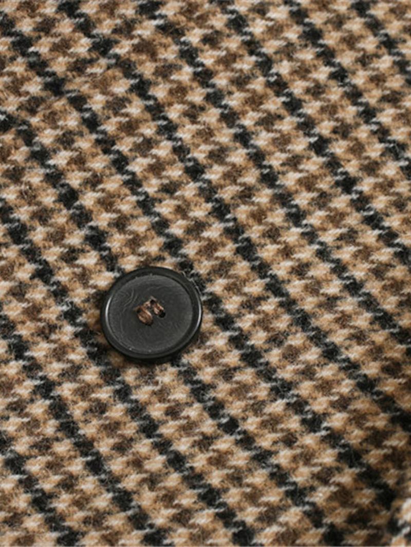 Kvinnor Pläd Vintage Ull Med Tryck Lapel Collar Långärmad Kostymjackor