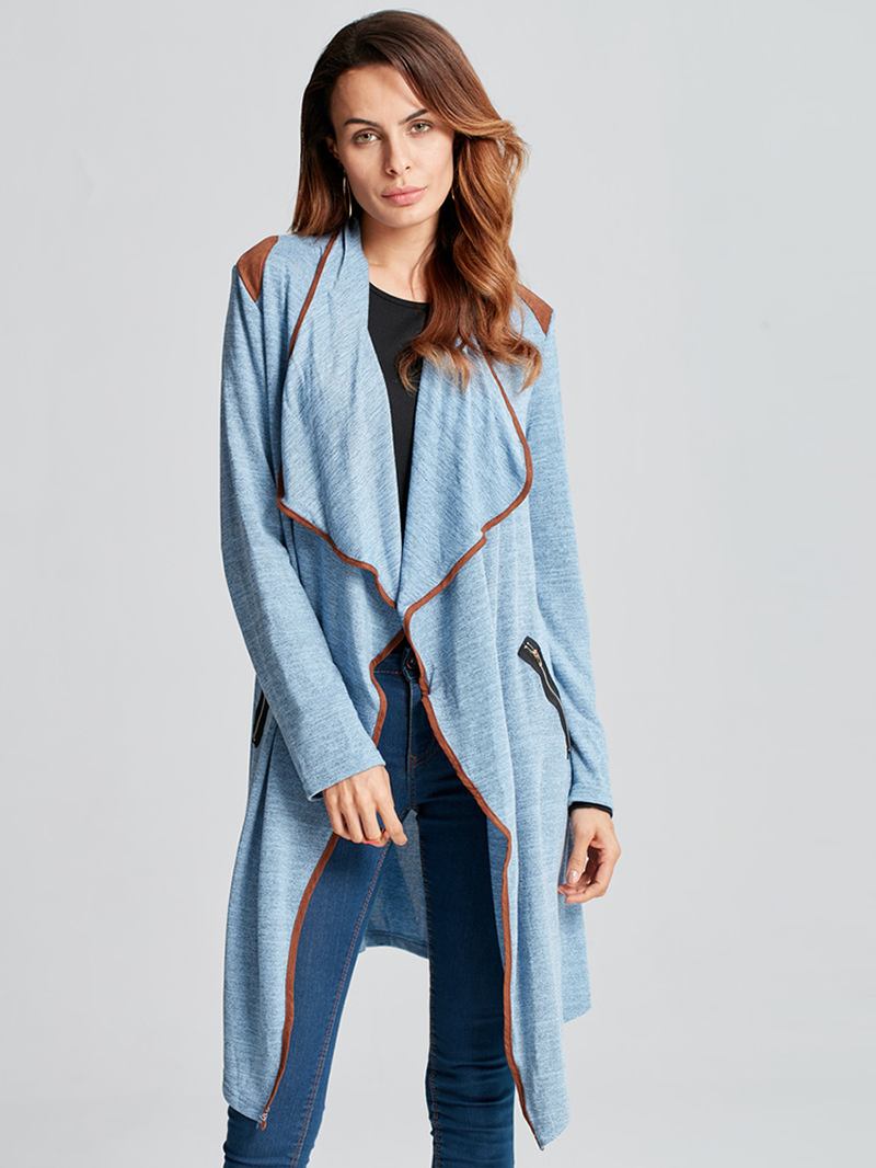 Casual Kvinnor Dragkedja Pocket Long Sleeve Cardigans