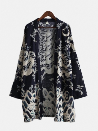 Casual Nationella Kimono-koftor I Linne För Män