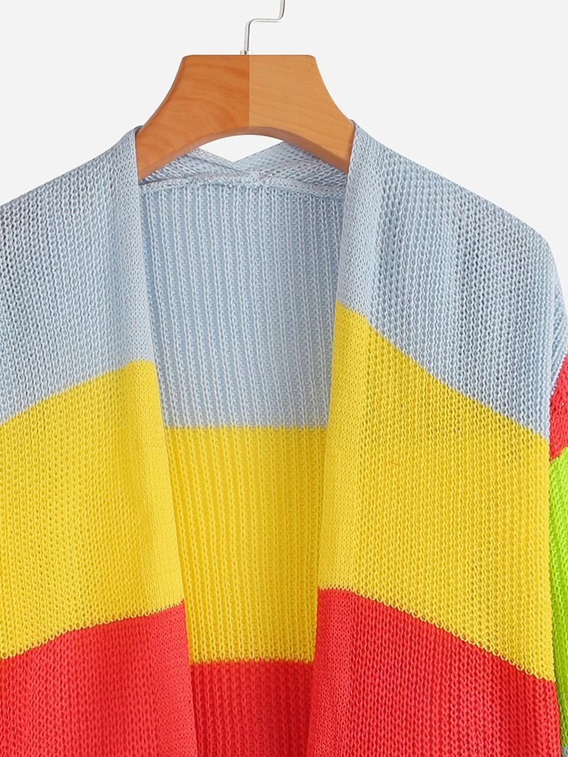 Dam Regnbågstryck Långärmade Casual Cardigans