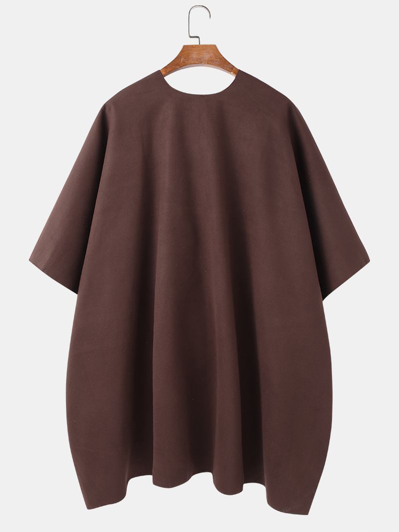 Män Solid Öppen Front Casual Hög Låg Fåll Oversized Cape Cardigans