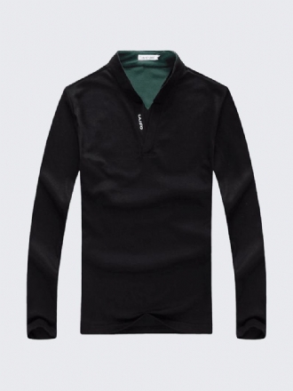 6 Färger Herr Sport Enfärgad Långärmad Golftröja Casual Stand Collar Toppar