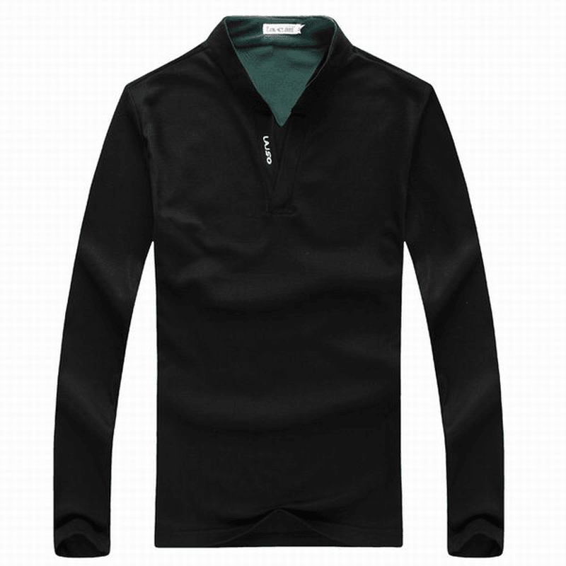 6 Färger Herr Sport Enfärgad Långärmad Golftröja Casual Stand Collar Toppar