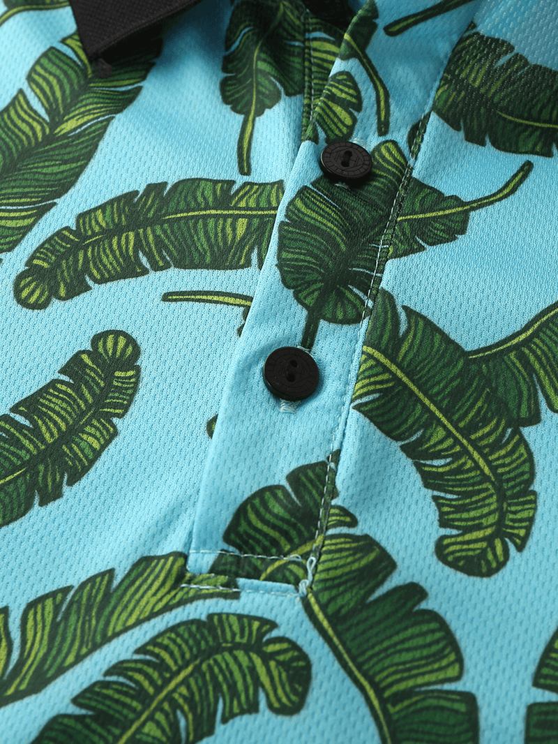 Män Casual Holiday Banana Leaf Med Tryck Golf Shirt