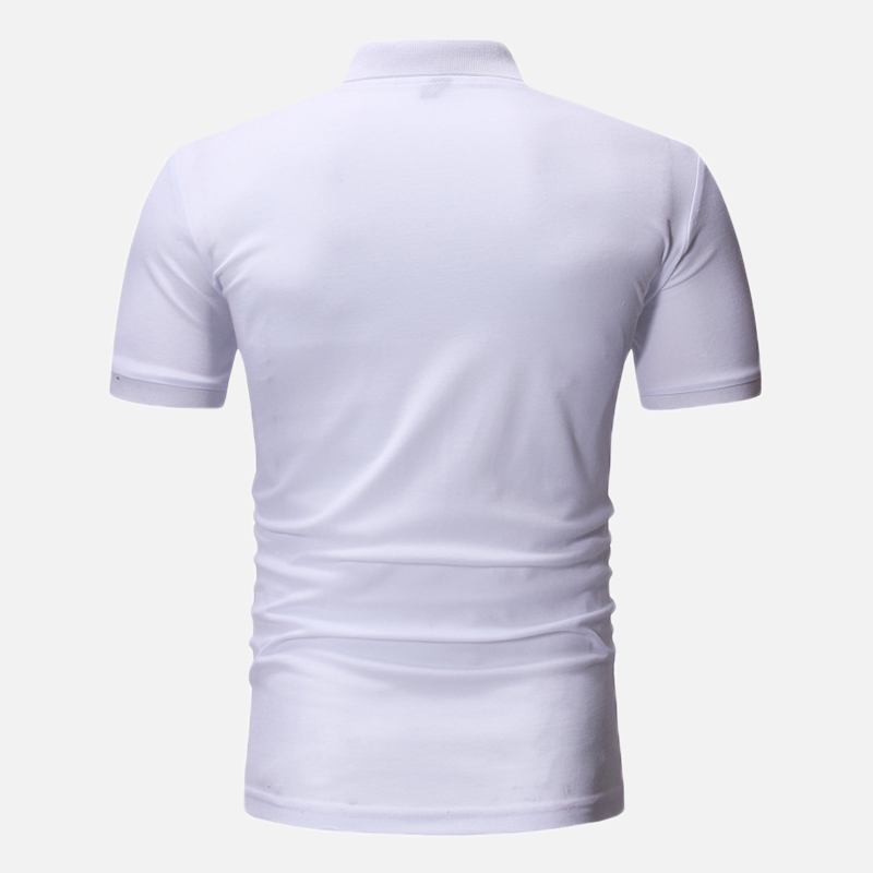 Män Färg Block Letter Tryckt Muscle Fit Golf Shirt