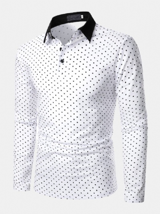 Polka Dot Simple Casual Långärmade Golfskjortor För Män