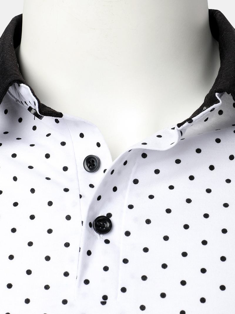 Polka Dot Simple Casual Långärmade Golfskjortor För Män