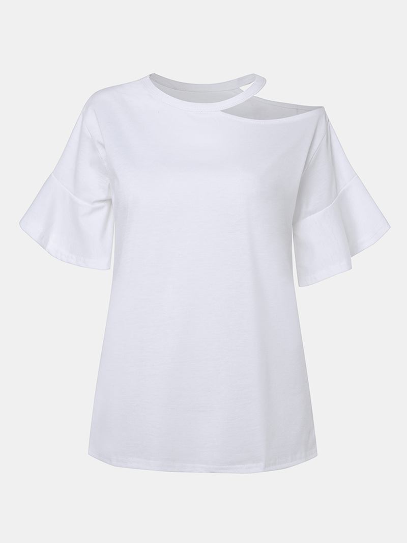 Kvinnor Enfärgad Off Shoulder Långärmad Casual Blus