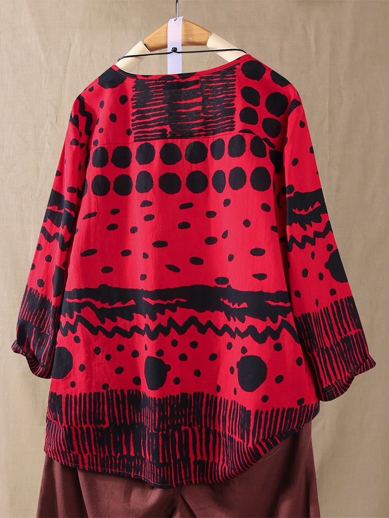 Kvinnor Polka Dot Med Tryck 3/4 Ärm Lös Vintage Blus