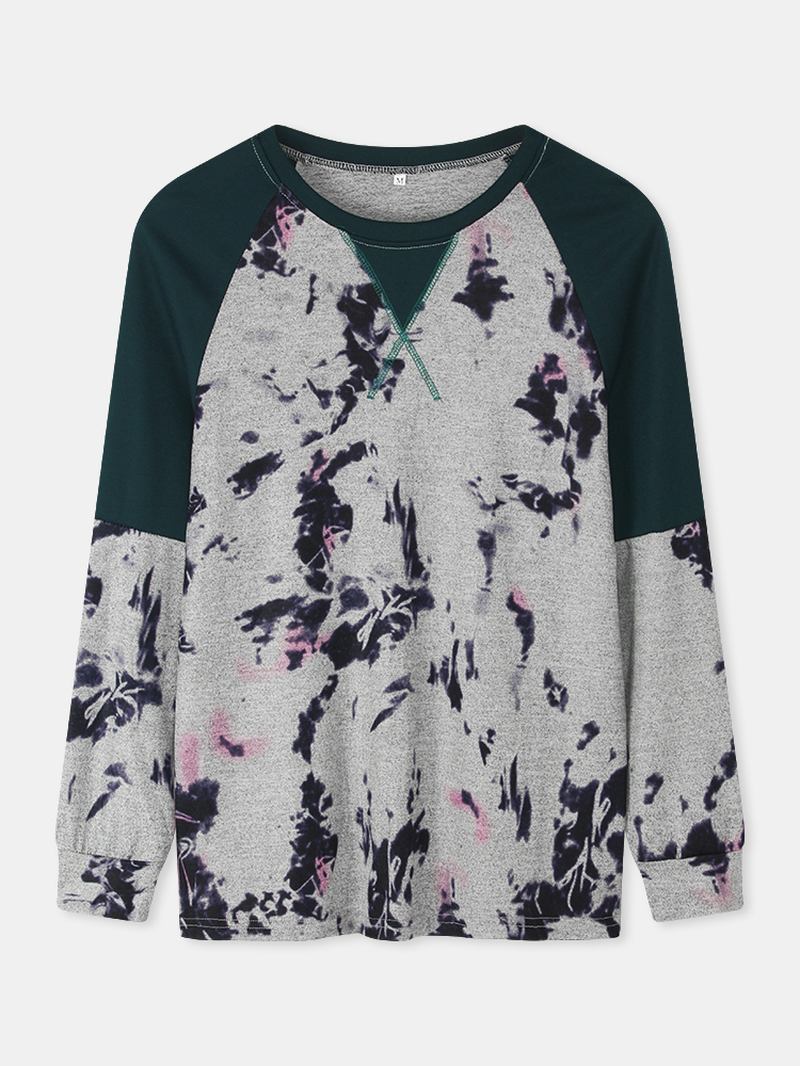 Kvinnor Tie Dye Patchwork Raglanärmar Blus