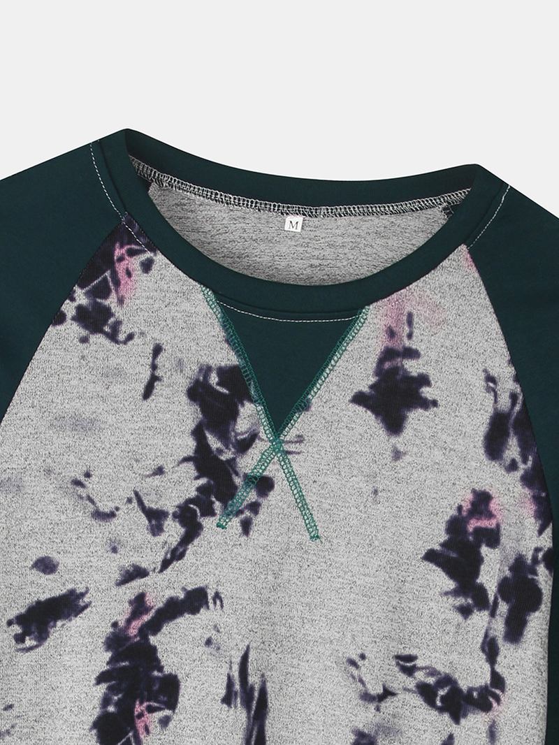 Kvinnor Tie Dye Patchwork Raglanärmar Blus