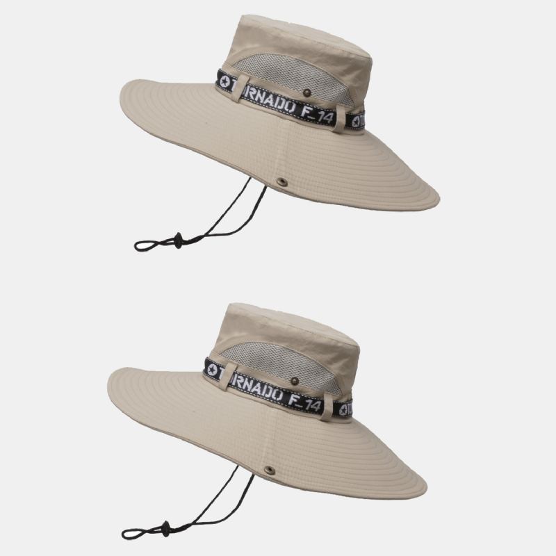 2 Stk Utomhusfiske Klätterhatt För Män Andas Mesh Överdimensionerad Solskyddshatt Hatt Bucket Hat Med Justerbart Snöre