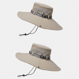 2 Stk Utomhusfiske Klätterhatt För Män Andas Mesh Överdimensionerad Solskyddshatt Hatt Bucket Hat Med Justerbart Snöre