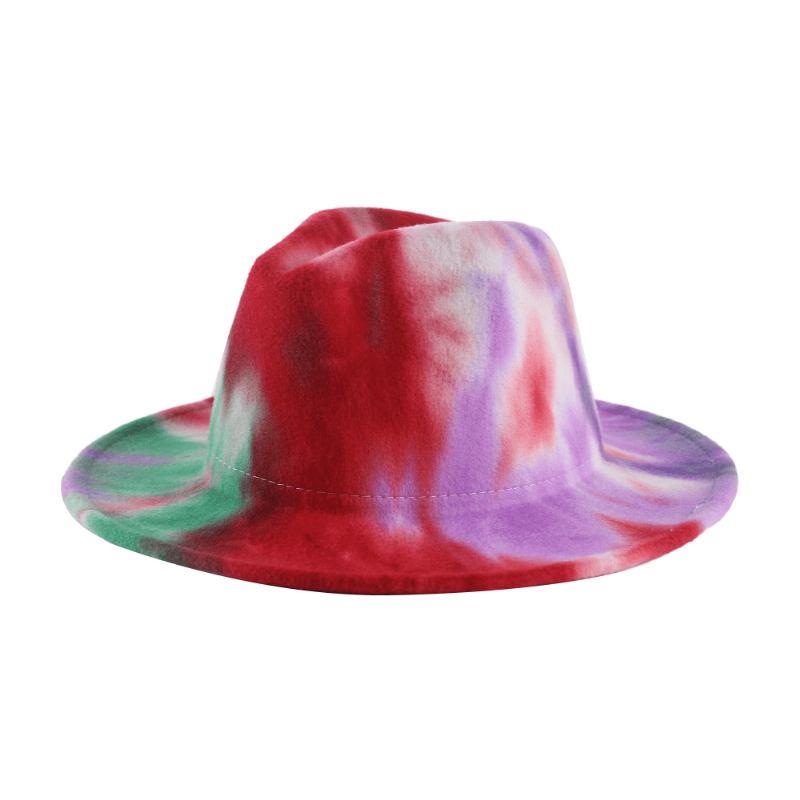 Brittisk Stil För Män Och Kvinnor Dubbelsidig Tie-dye Gradient Mode Jazz Hat