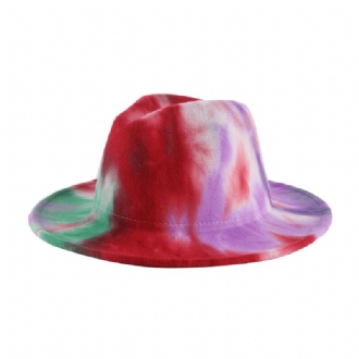 Brittisk Stil För Män Och Kvinnor Dubbelsidig Tie-dye Gradient Mode Jazz Hat