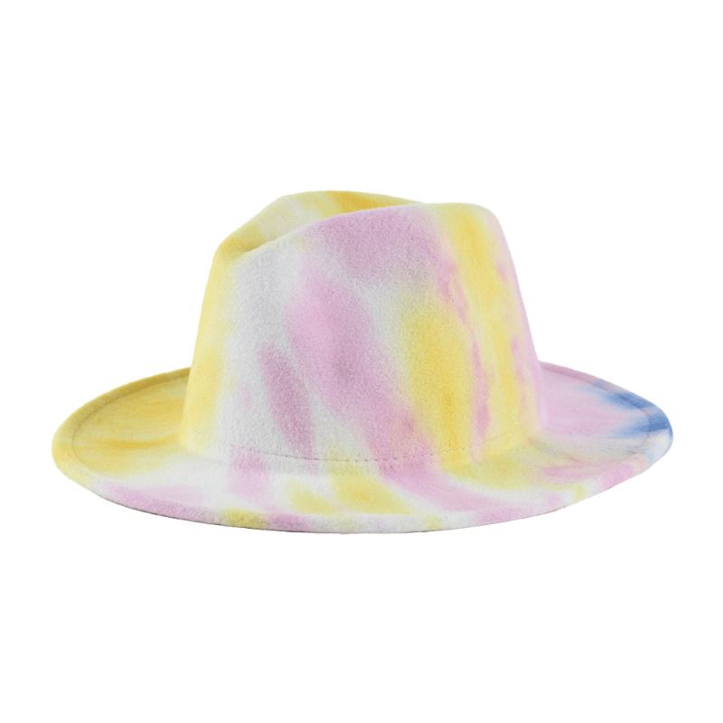 Brittisk Stil För Män Och Kvinnor Dubbelsidig Tie-dye Gradient Mode Jazz Hat