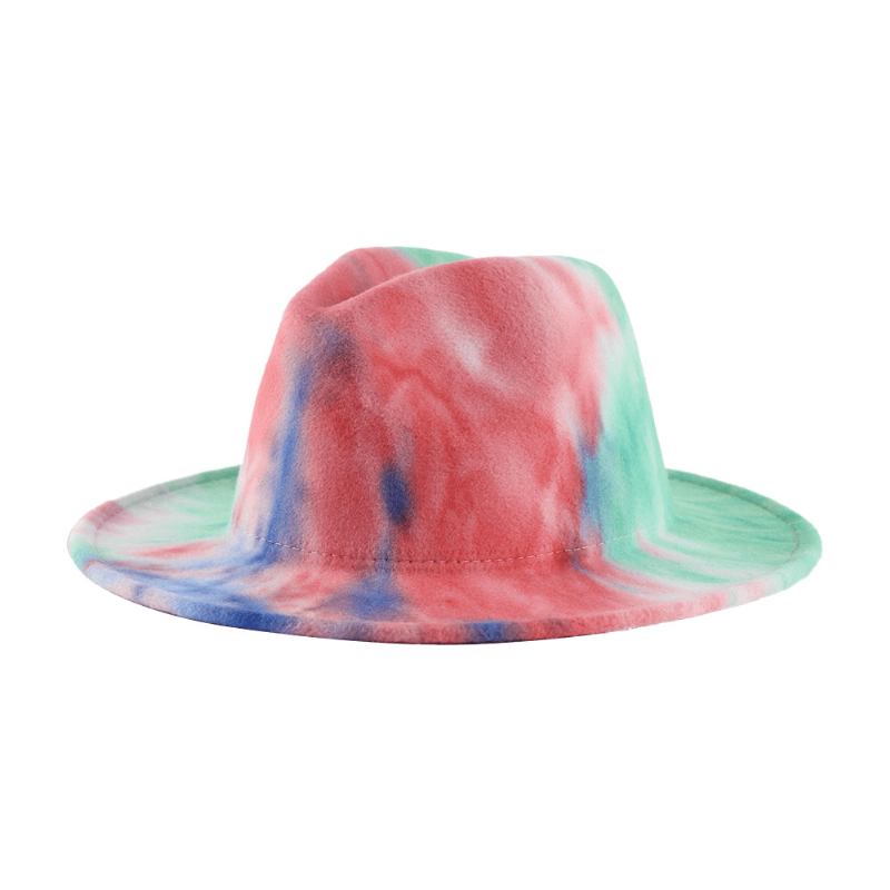 Brittisk Stil För Män Och Kvinnor Dubbelsidig Tie-dye Gradient Mode Jazz Hat