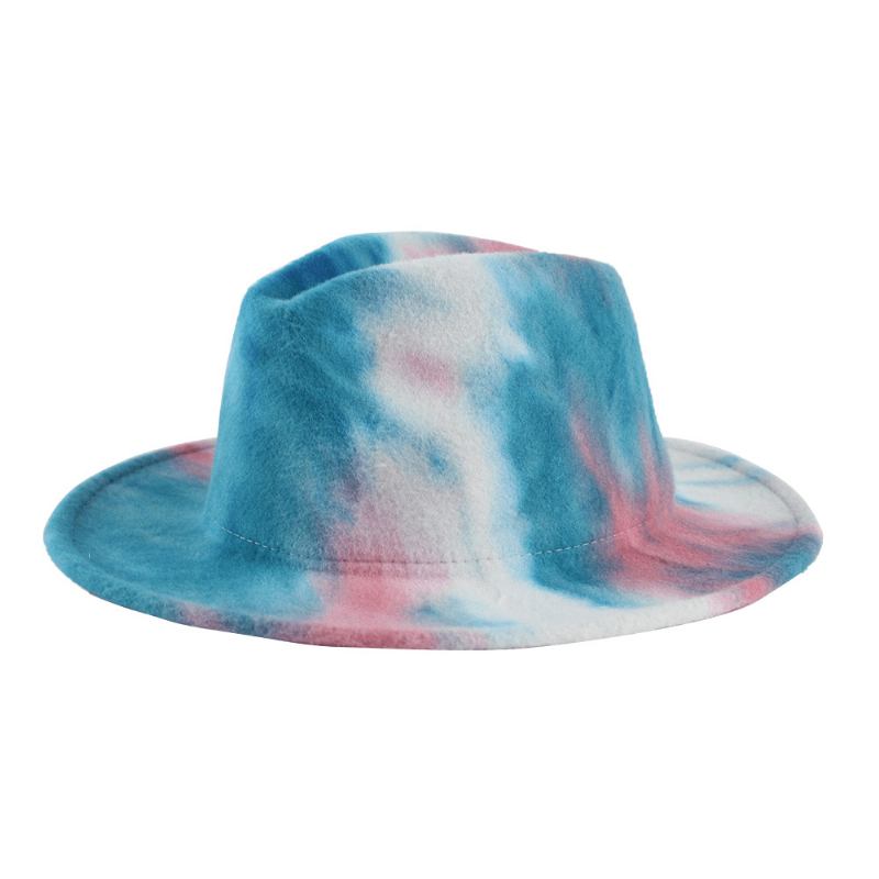 Brittisk Stil För Män Och Kvinnor Dubbelsidig Tie-dye Gradient Mode Jazz Hat