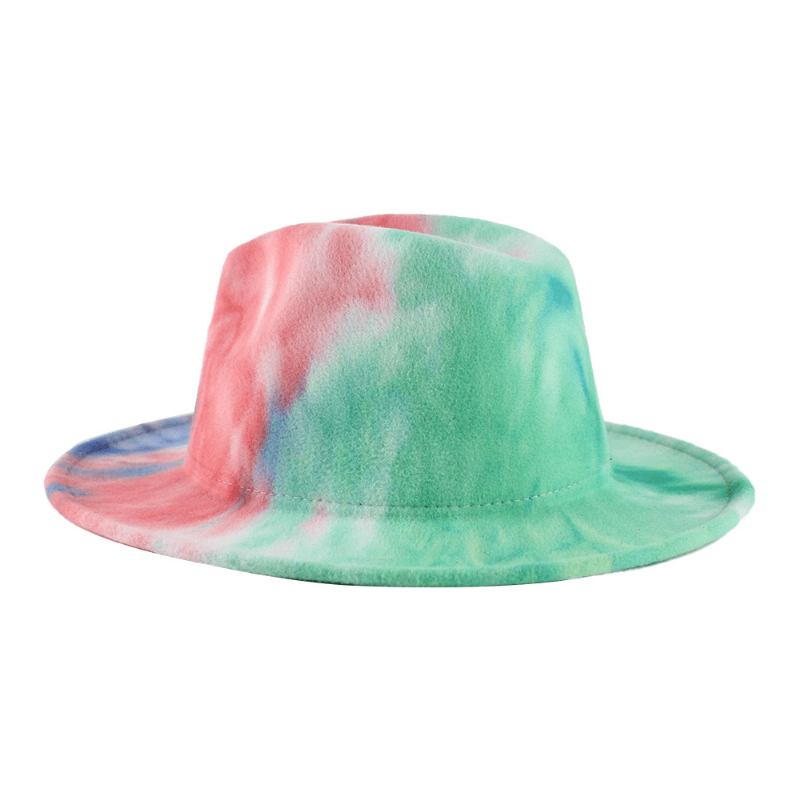 Brittisk Stil För Män Och Kvinnor Dubbelsidig Tie-dye Gradient Mode Jazz Hat