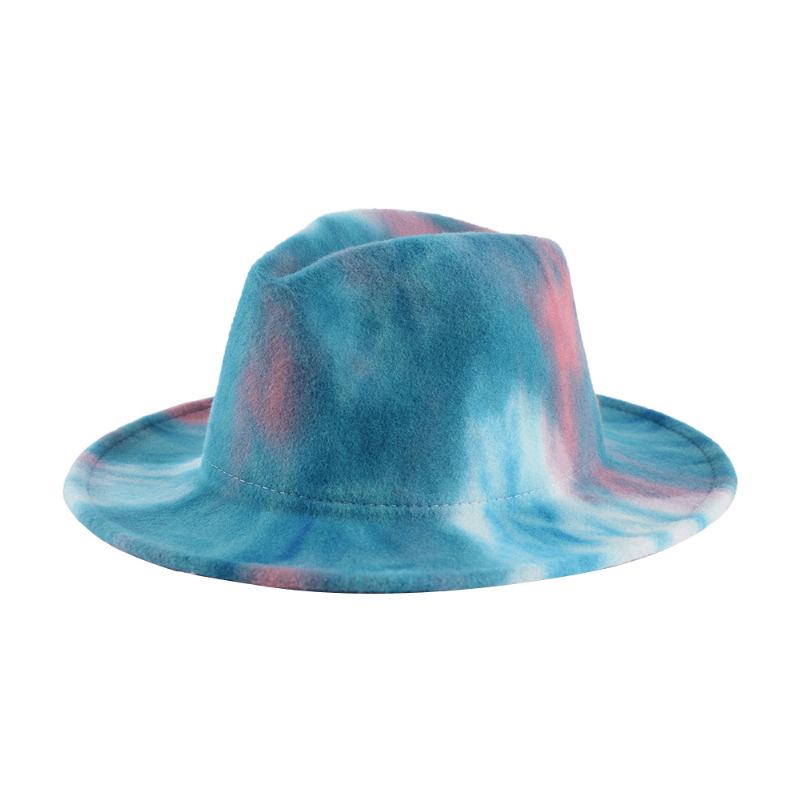 Brittisk Stil För Män Och Kvinnor Dubbelsidig Tie-dye Gradient Mode Jazz Hat