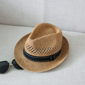 Cool Hatt Ny Sommarhatt För Män Och Kvinnor Vävd Brittisk Stil Solskydd Beach Hollow Out Solhatt