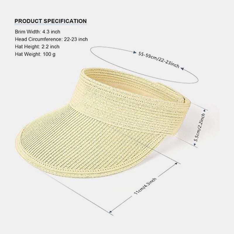 Dam Halm Enfärgad Tom Top Utomhus Solskyddsmedel Andas Casual Straw Hat Baseball Keps