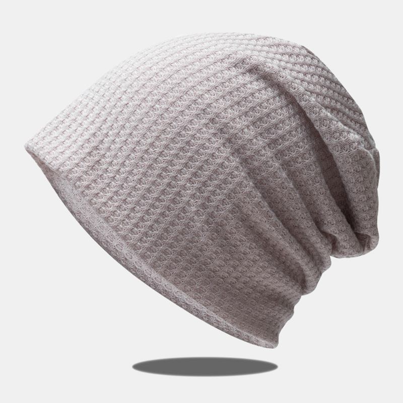 Dam Höst Vinter Värme Rutigt Mönster Stickad Mössa Baotou Hat Mjuk Andas Elastisk Justerbar Bonnet Hat Beanie Hatt