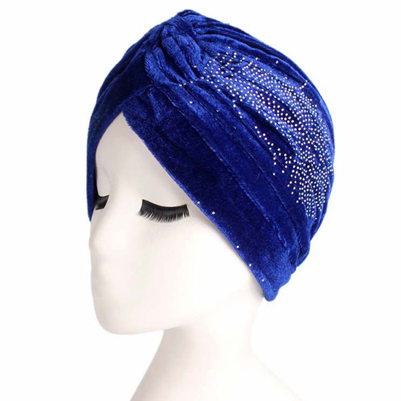 Dam Pleuche Skullies Beanies Tunn Bonnet Cap Höst Casual Diamond Beanies Hat Turban