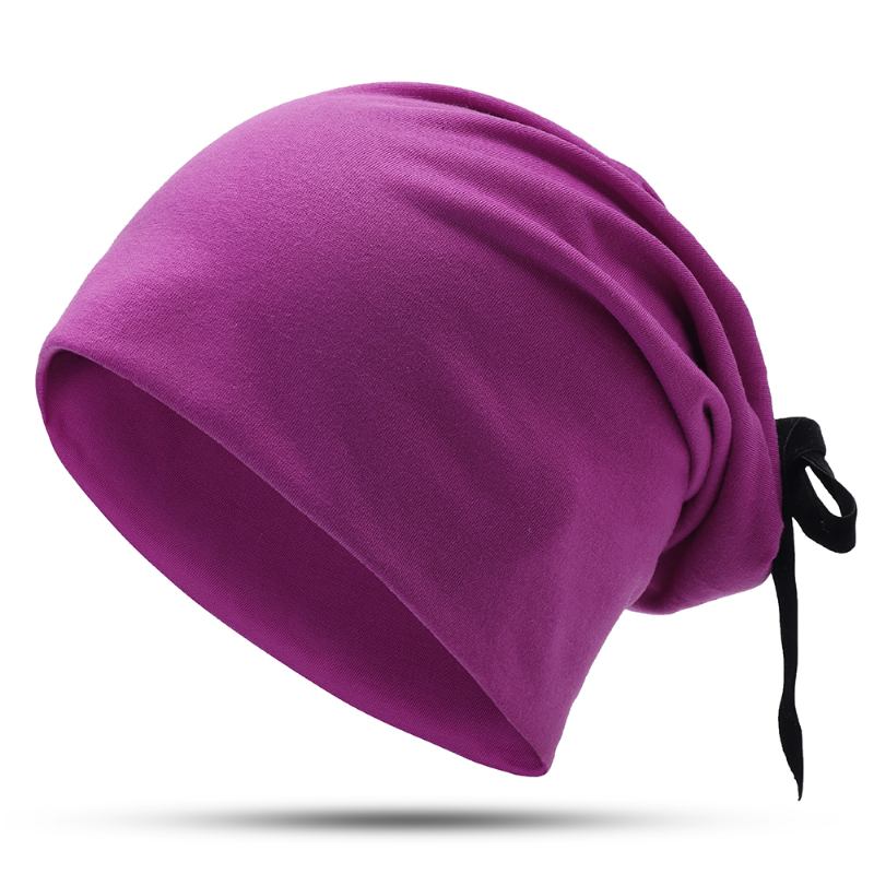 Dam Sommar Vanlig Färg Turban Hat Casual Bow Skullcap Beanie Caps