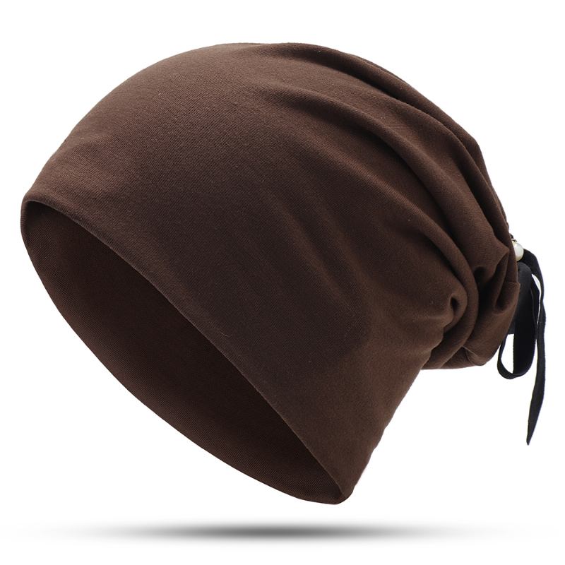 Dam Sommar Vanlig Färg Turban Hat Casual Bow Skullcap Beanie Caps