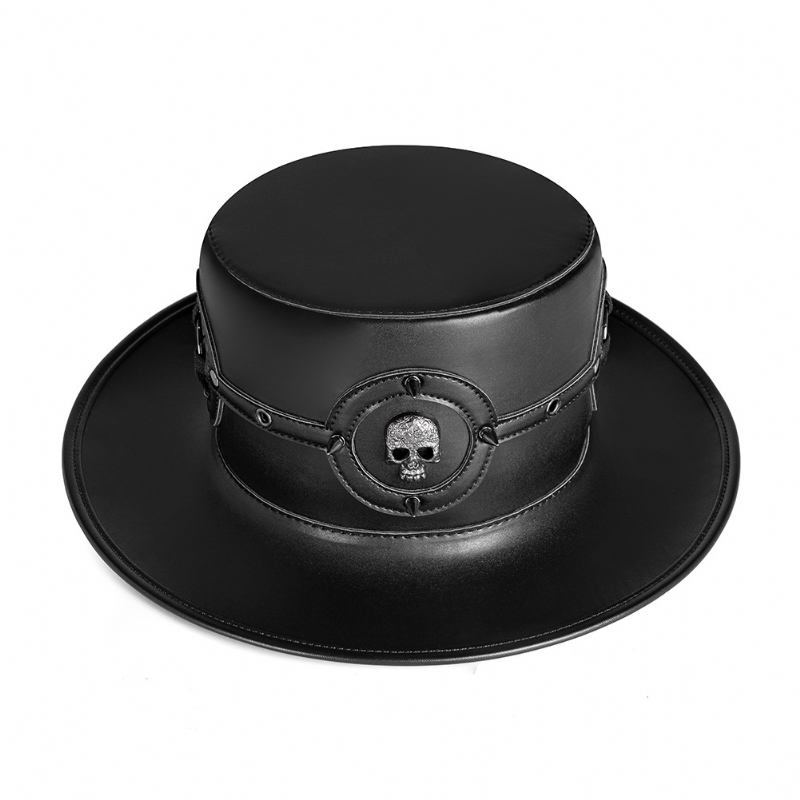 Dammössa Plague Doctor Flat Magic Prom Europe Adult Dam Faux Leather Top Industrial Hat