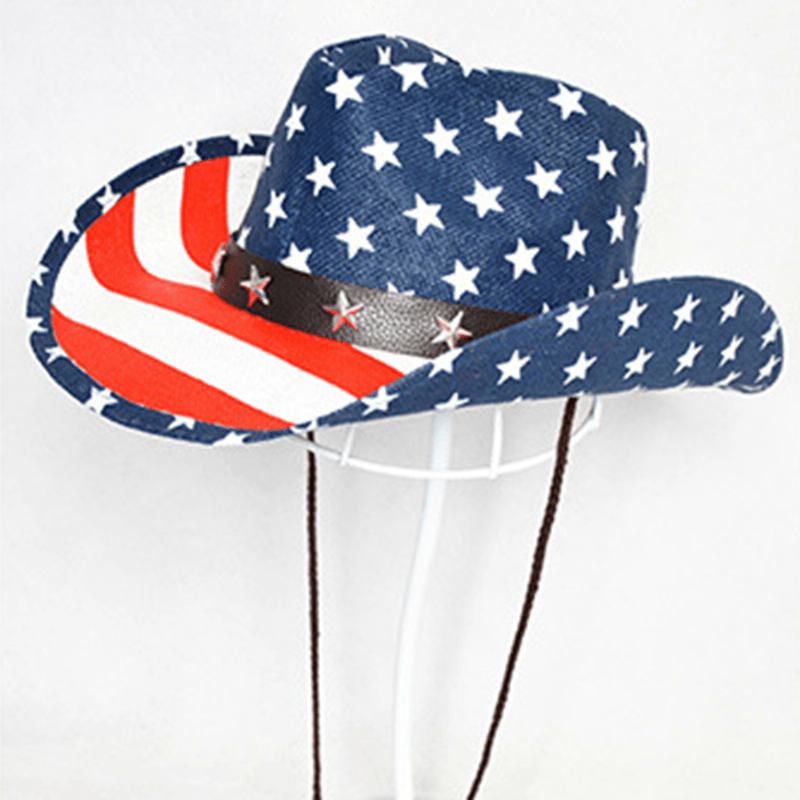 Flag Panama Western Cowboy Hat Sailor Dance Hat Patriotic Jazz Hat