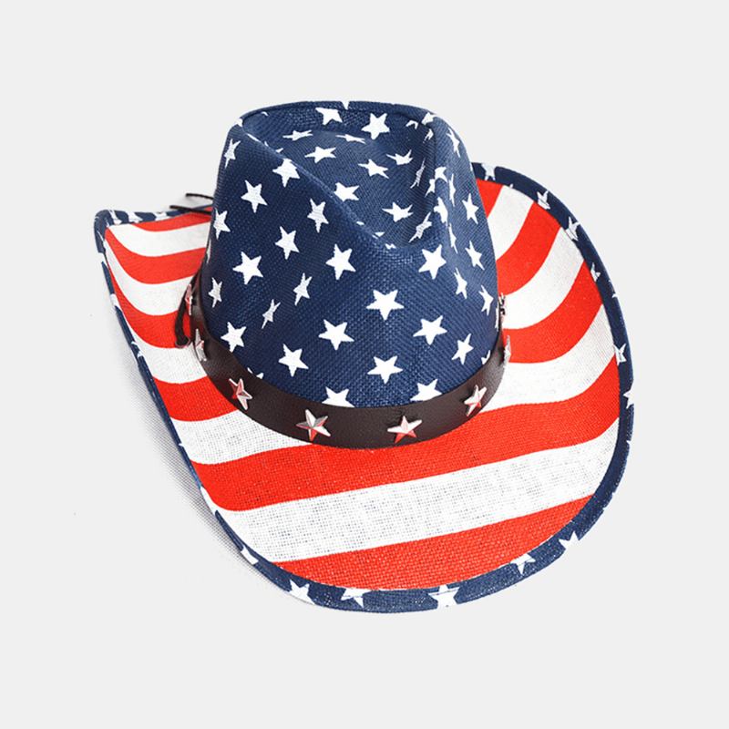 Flag Panama Western Cowboy Hat Sailor Dance Hat Patriotic Jazz Hat