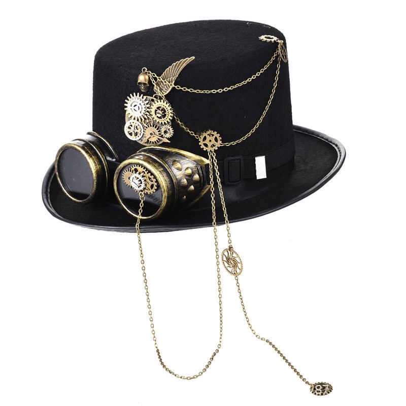 Handgjord Heavy Metal Gear Top Hat Wings Chain