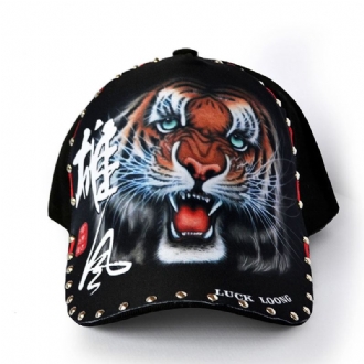 Hatt Baseballkeps Med Svart Nit För Män Grön Tiger Head Cap