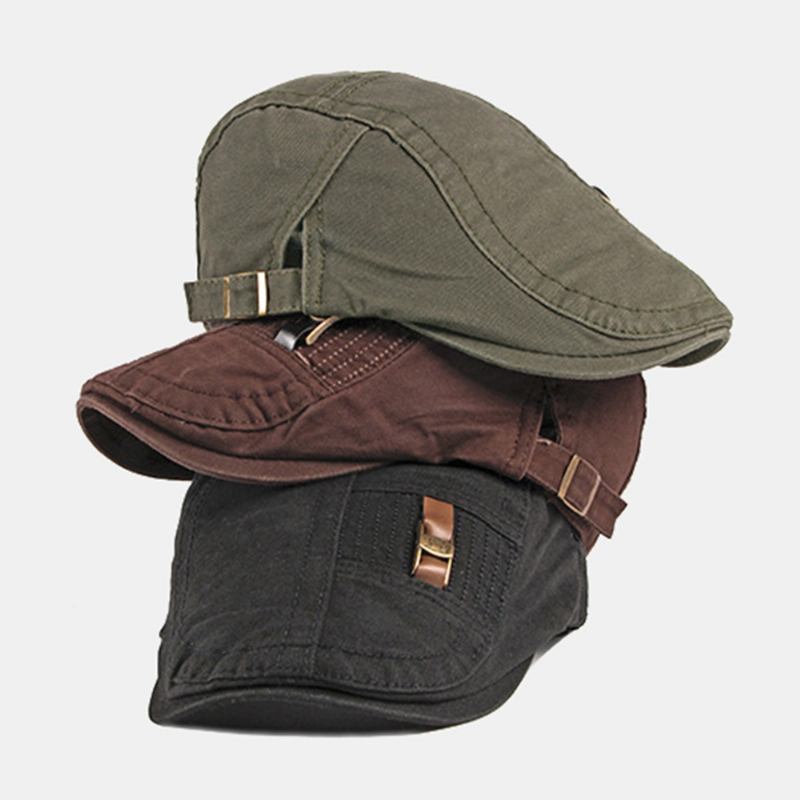 Herr Bomull Kort Brätte Justerbar Brittisk Retro Forward Hat Basker Cap