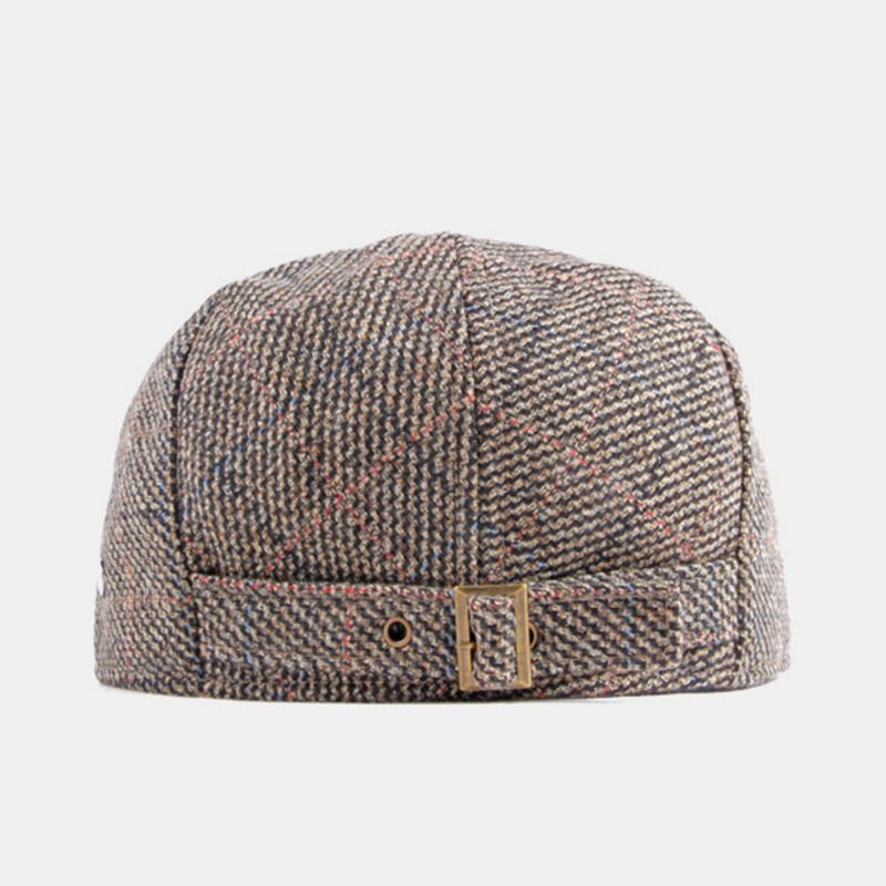 Herr Bomullsfärgat Gallermönster Plus Sammet Varma Baskrar Brittisk Retro Casual Solskydd Forward Hat Newsboy Hat