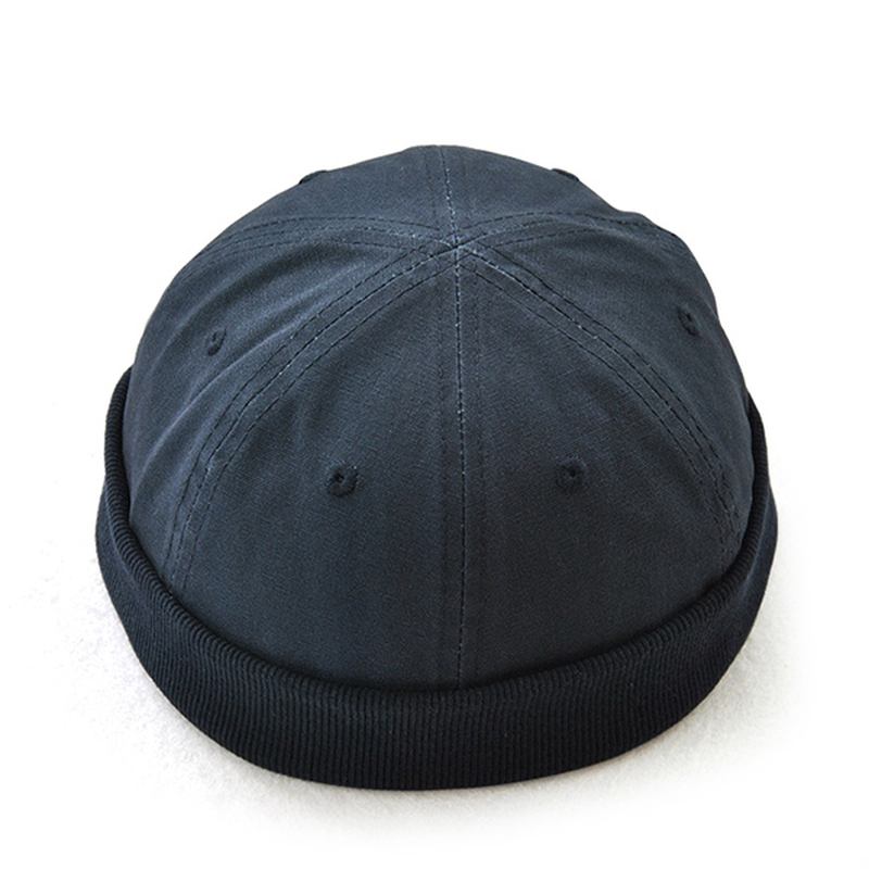 Herr Plus Size Hattar Retro Solid Brättelös Hatt Justerbar Varm Skullcap Sailor Cap