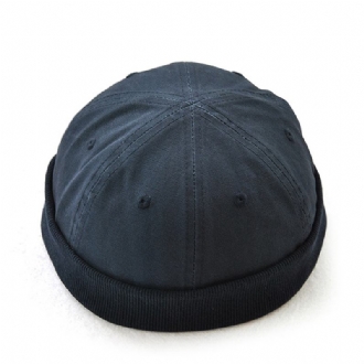 Herr Plus Size Hattar Retro Solid Brättelös Hatt Justerbar Varm Skullcap Sailor Cap