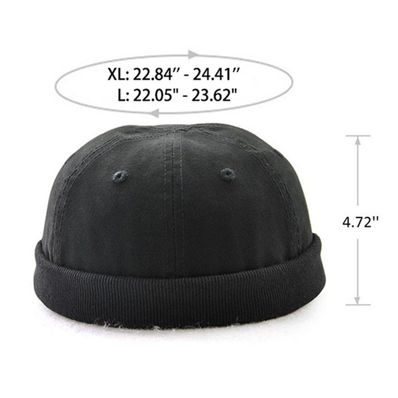 Herr Plus Size Hattar Retro Solid Brättelös Hatt Justerbar Varm Skullcap Sailor Cap