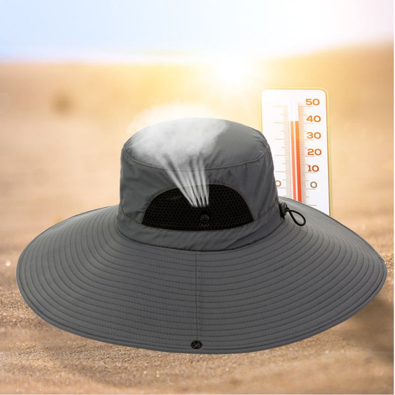 Herr Sommar Uv-skydd Wild Big Brätte 15 Centimeter Visir Justerbar Solhatt Bucket Hat För Fiske Bergsklättring