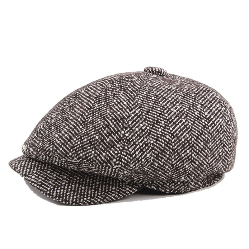 Herr Unisex Vintage Bomull Åttkantig Mössa Winter Stripe Gentleman Newsboy Basker Hatt