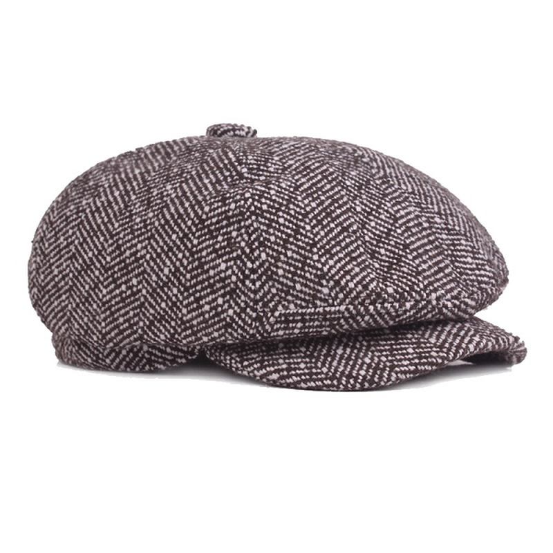 Herr Unisex Vintage Bomull Åttkantig Mössa Winter Stripe Gentleman Newsboy Basker Hatt