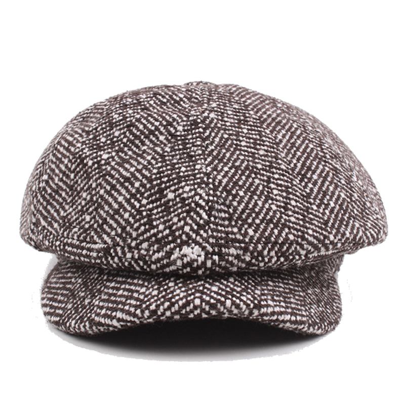 Herr Unisex Vintage Bomull Åttkantig Mössa Winter Stripe Gentleman Newsboy Basker Hatt