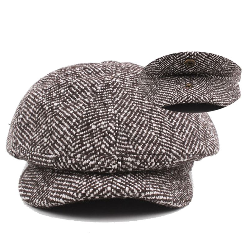 Herr Unisex Vintage Bomull Åttkantig Mössa Winter Stripe Gentleman Newsboy Basker Hatt